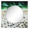 Solid Storage Supplies 36 in. Beach Square Reverse Printed Tempered Glass Art with 24 in. Round Beveled Mirror SO2960508